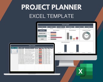 Project Planner Excel Template | Project Tracker Spreadsheet | Task Management