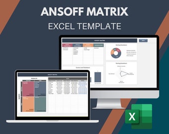 Ansoff Matrix Excel Template | Product Market Matrix | Business Growth Strategy Planner | Strategic Planning Spreadsheet