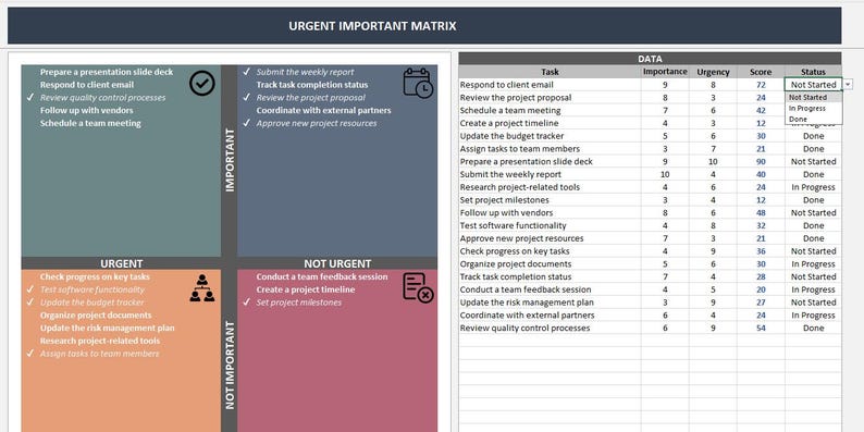 Urgent Important Matrix: Eisenhower Excel Template (digital Download ...