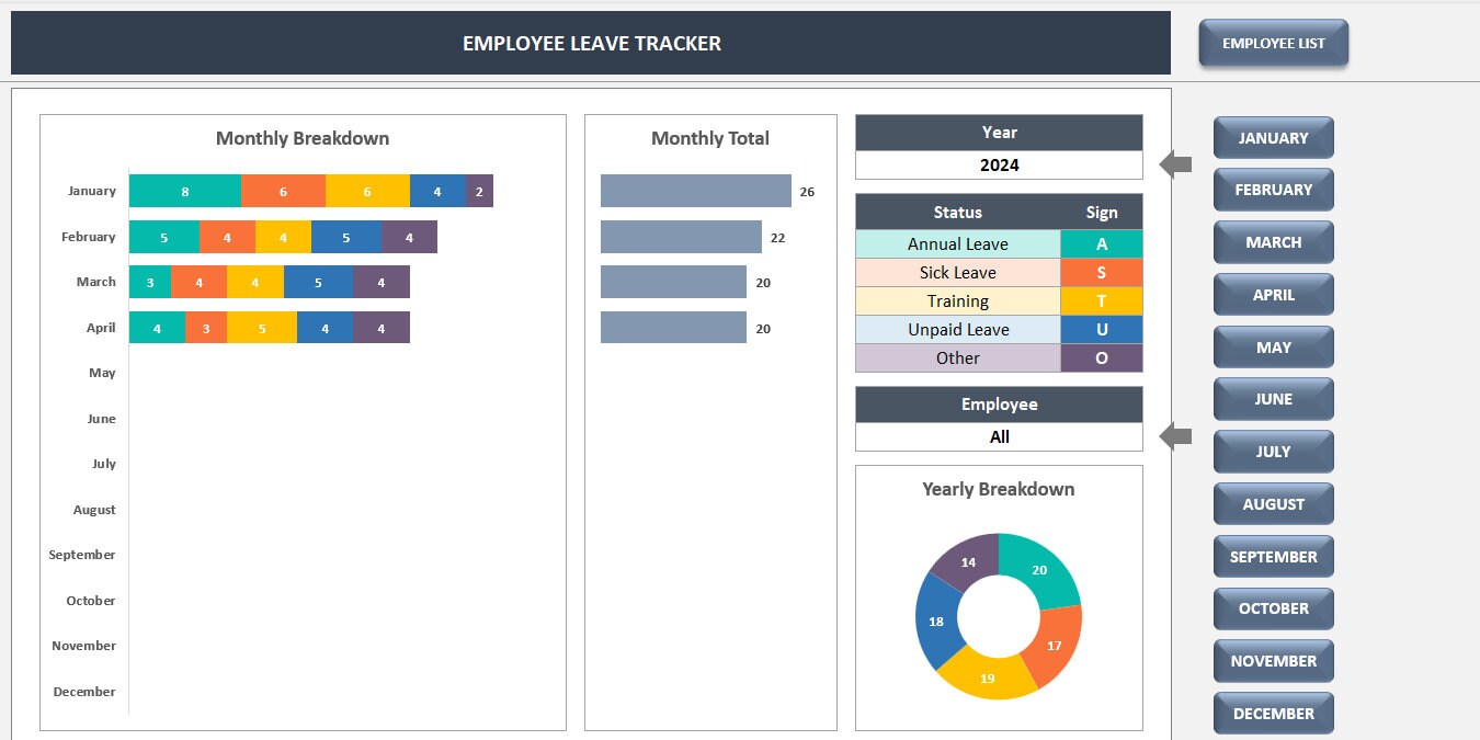 Employee Leave Tracker Excel Template Leave Management Excel Time Employee Leave Tracker Excel Template Leave Management Excel Time