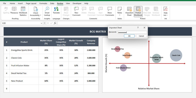 BCG Matrix Excel Template BCG Analysis Bcg Template Bcg Growth Boston