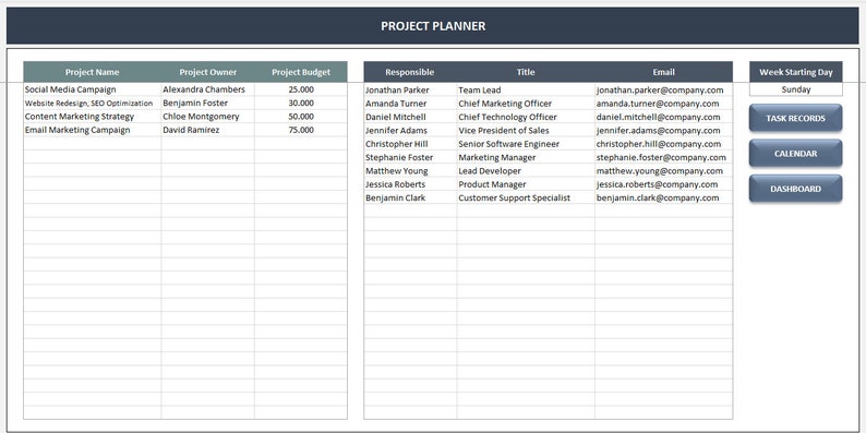 Example Project Planner Excel Project Planner Excel Template | Project Tracker Spreadsheet | Task ...