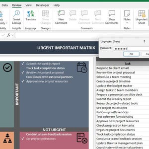 Urgent Important Matrix | Excel Template | Important Urgent Chart ...