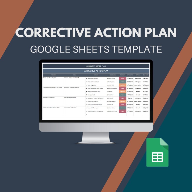 Piano di azioni correttive: modello di Google Fogli per la gestione dei progetti immagine 1