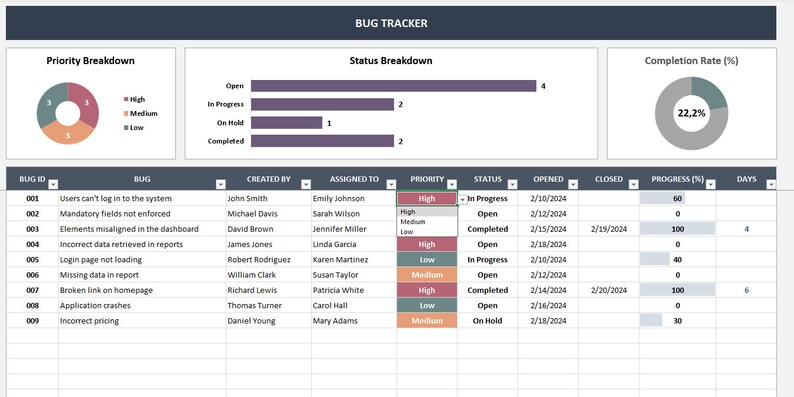 Bug Tracker Excel Template | Issue & Defect Tracker | QA Testing ...
