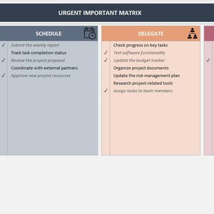 Urgent Important Matrix: Eisenhower Excel Template (digital Download ...