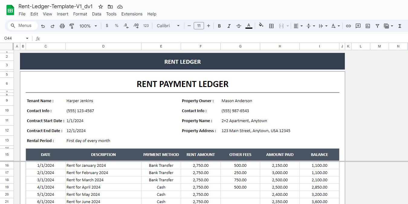 Rent Ledger Google Sheets Template: Landlord Tenant Tracker - Etsy