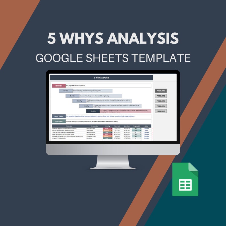 5 Whys Analysis Google Sheets Template | Root Cause Analysis ...