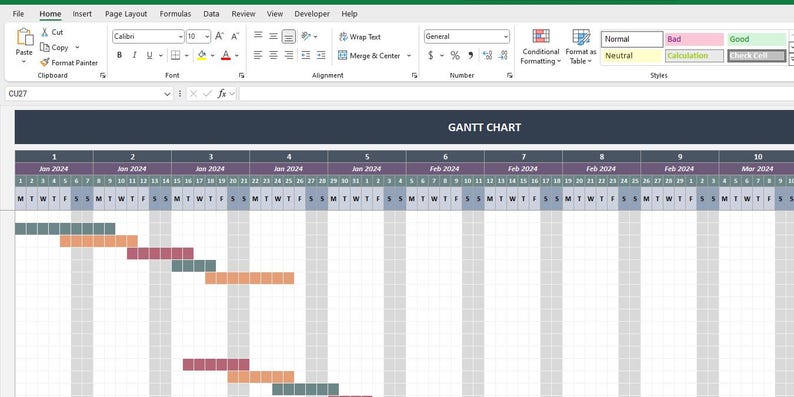 Gantt Chart Excel Template | Project Timeline Tracker | Task & Project ...