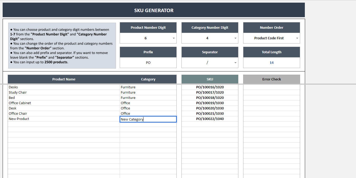 SKU Generator Google Sheets Template SKU Barcode Generator - Etsy