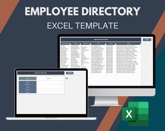 Può includere: Uno schermo di computer che mostra un foglio di calcolo Excel intitolato "Elenco dipendenti". Il foglio di calcolo contiene colonne per il nome del dipendente, la posizione, il reparto, l'e-mail, il telefono e l'indirizzo. Uno schermo di laptop più piccolo mostra un foglio di calcolo simile con il titolo "Elenco dipendenti".