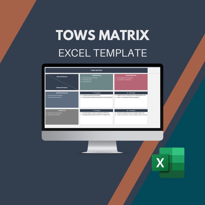 TOWS Matrix Excel Template TOWS Analysis SWOT Analysis Business