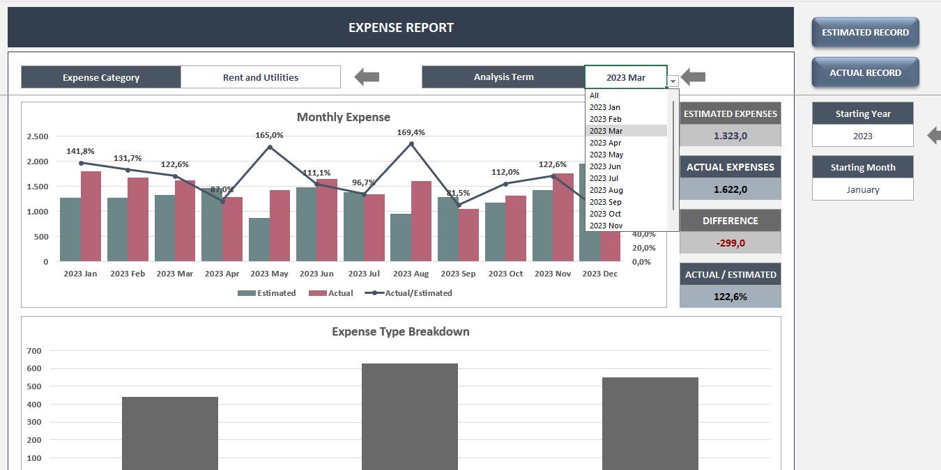 Expense Report Excel Template: Business Expense Tracker (instant ...