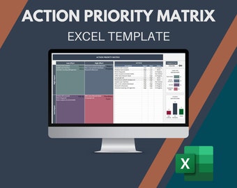 Action Priority Excel Template | Priority Matrix Spreadsheet | Task Prioritization Tool | Productivity Planner