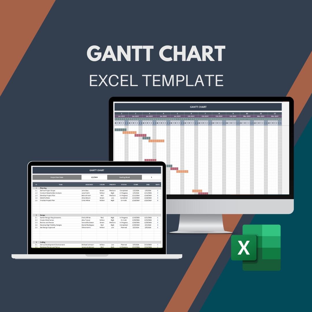 Gantt Chart Excel Template | Project Timeline Tracker | Task & Project ...