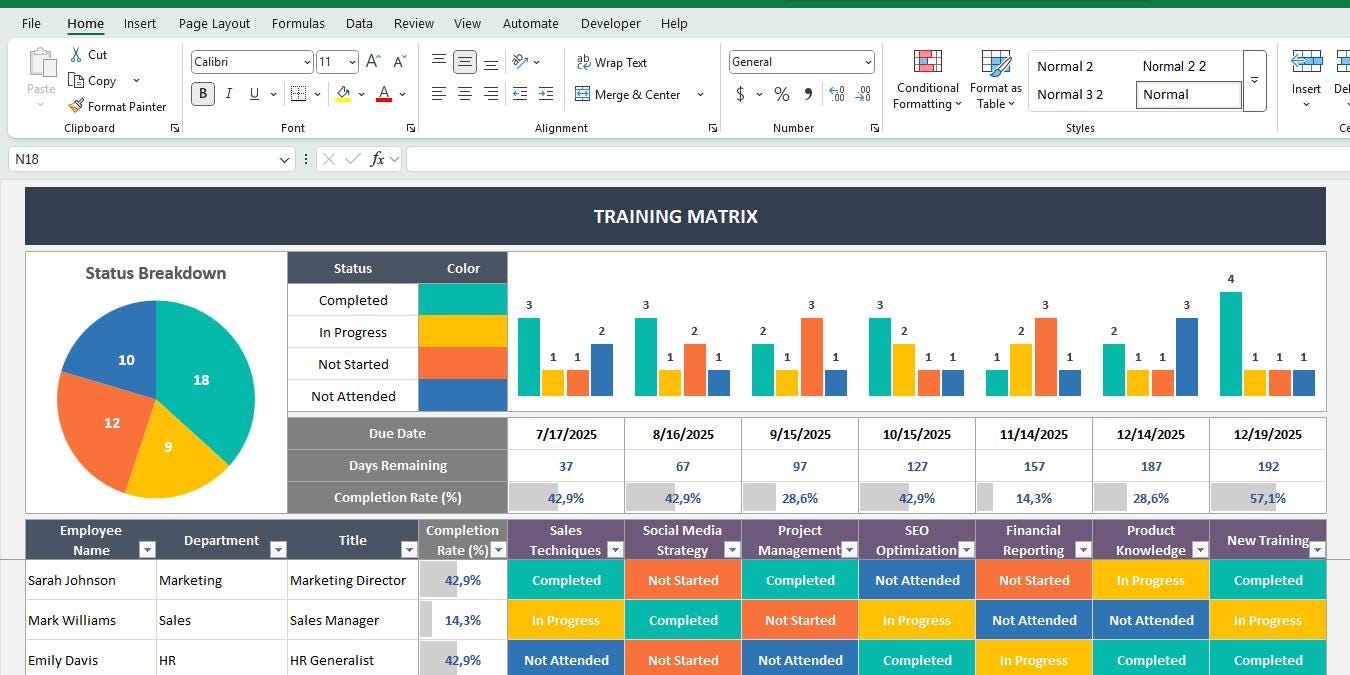 Training Matrix Excel Template | Employee Training Tracker | Skills ...