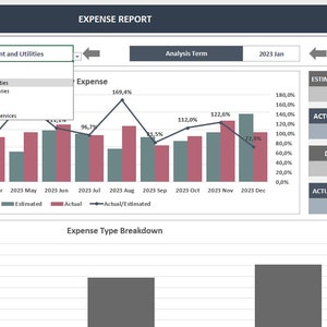 Expense Analysis Graph Expense Report | Excel Template | Business Expenses | Expense Analysis ...