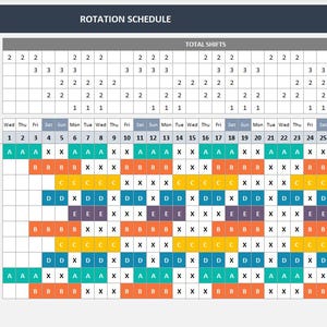 Employee Rotation Schedule: Excel Template, Shift Planner (printable ...