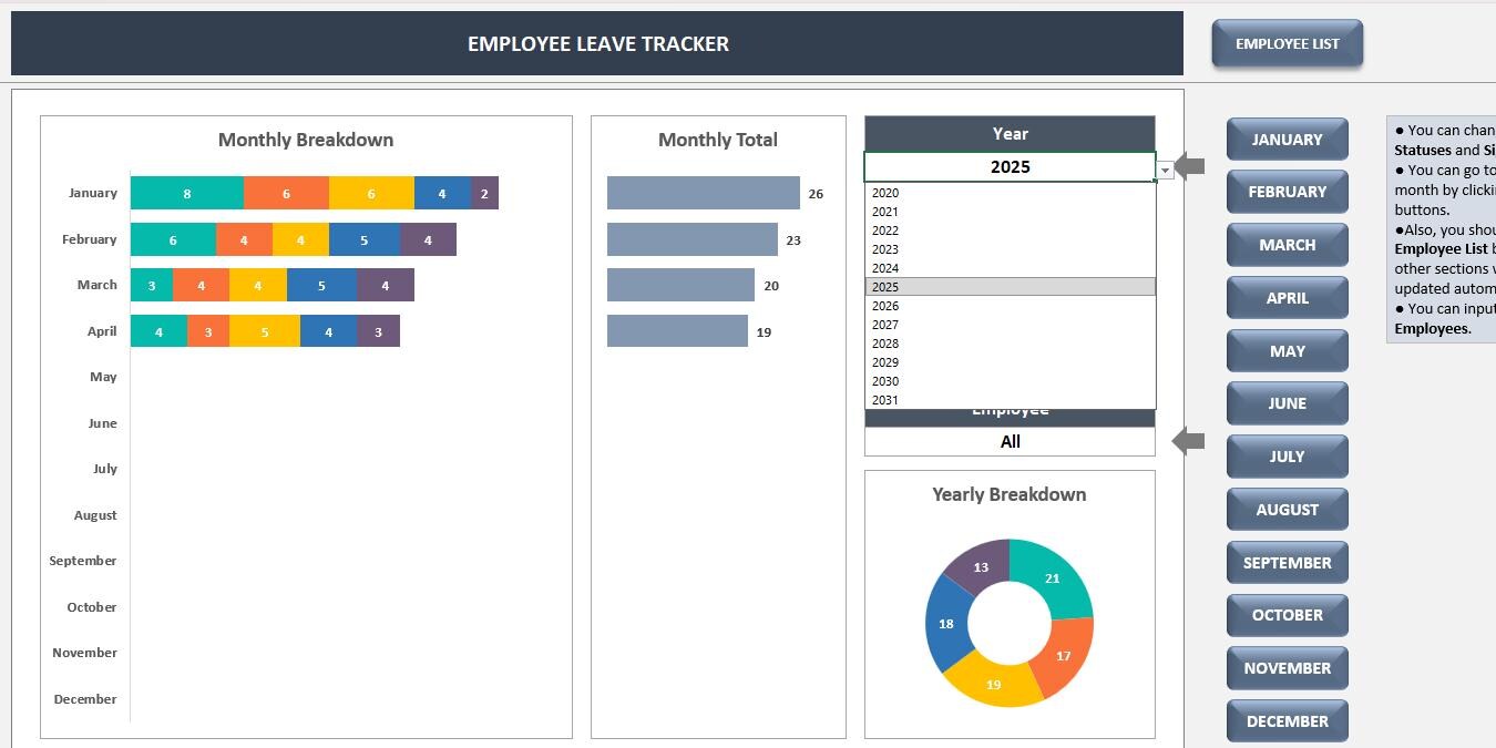 Absence Tracker Tool Employee Leave Tracker Excel Template | PTO Tracker Spreadsheet ...