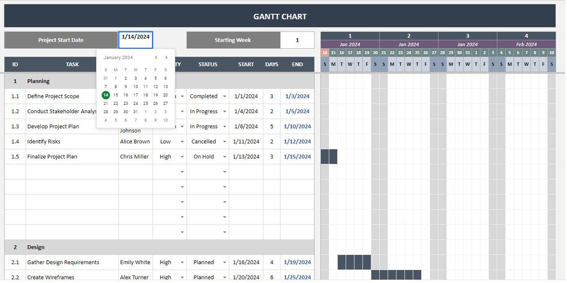 Gantt Chart Google Sheets Template Gant Chart Template WBS Gantt