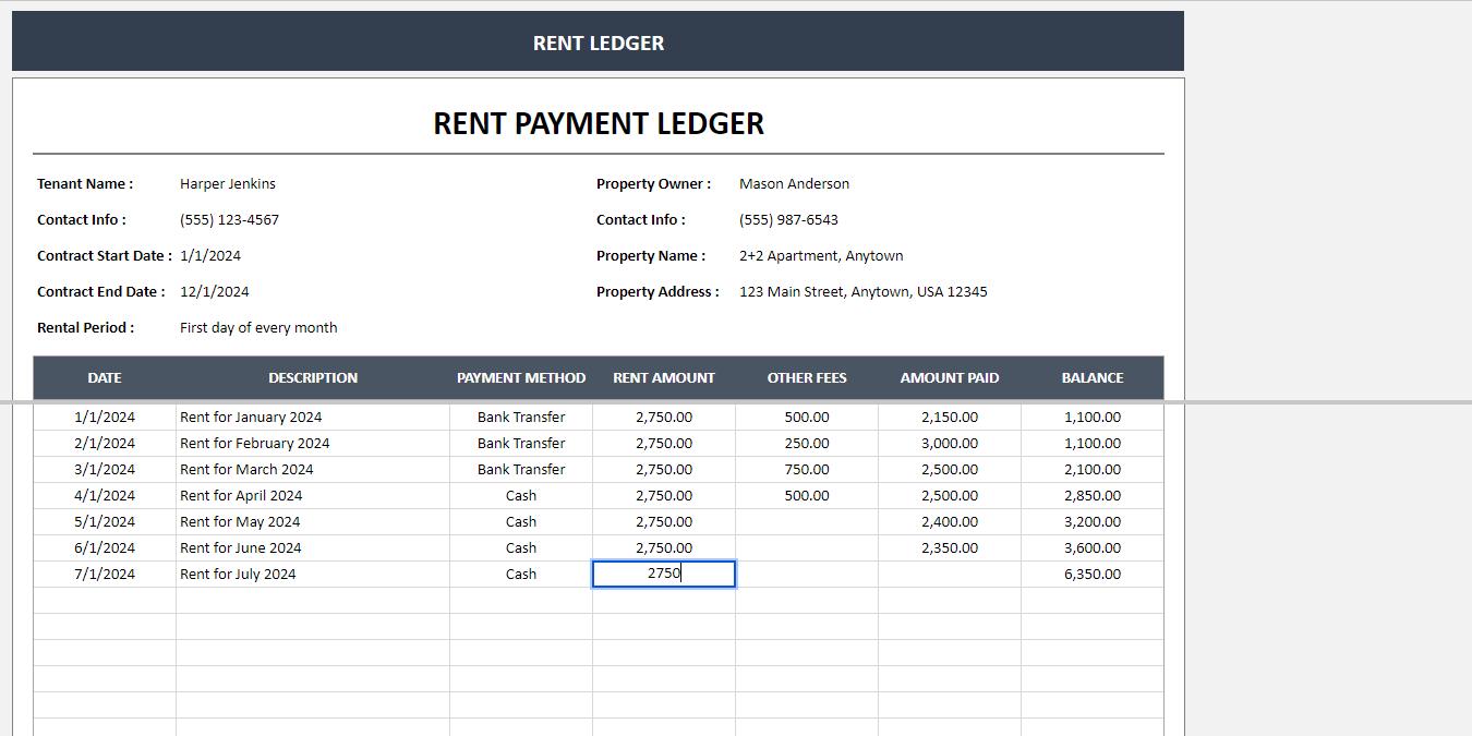 Rent Ledger Google Sheets Template: Landlord Tenant Tracker - Etsy