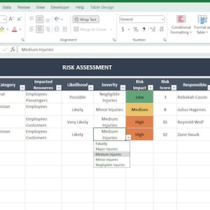 Risk Assessment Excel Template: Risk Management Plan (instant Download
