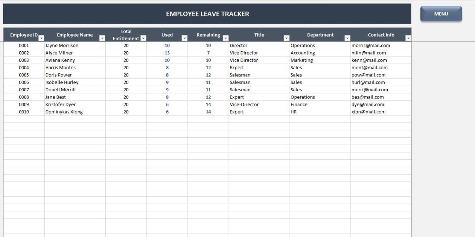 Employee Leave Tracker Excel Template | PTO Tracker Spreadsheet ...