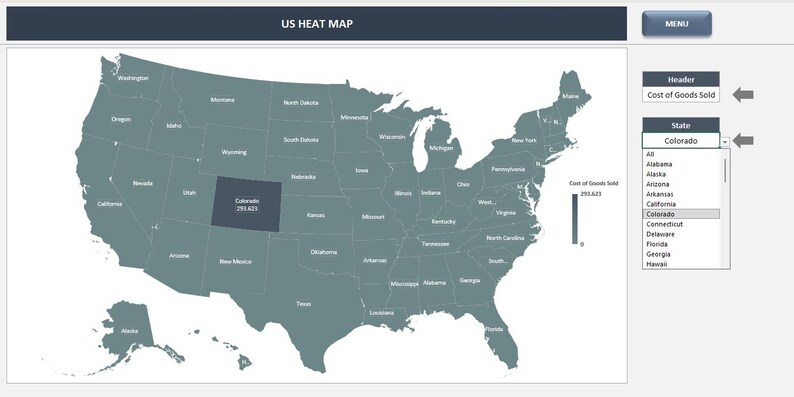 US Heat Map Excel Template: Data Visualization (instant Download) - Etsy
