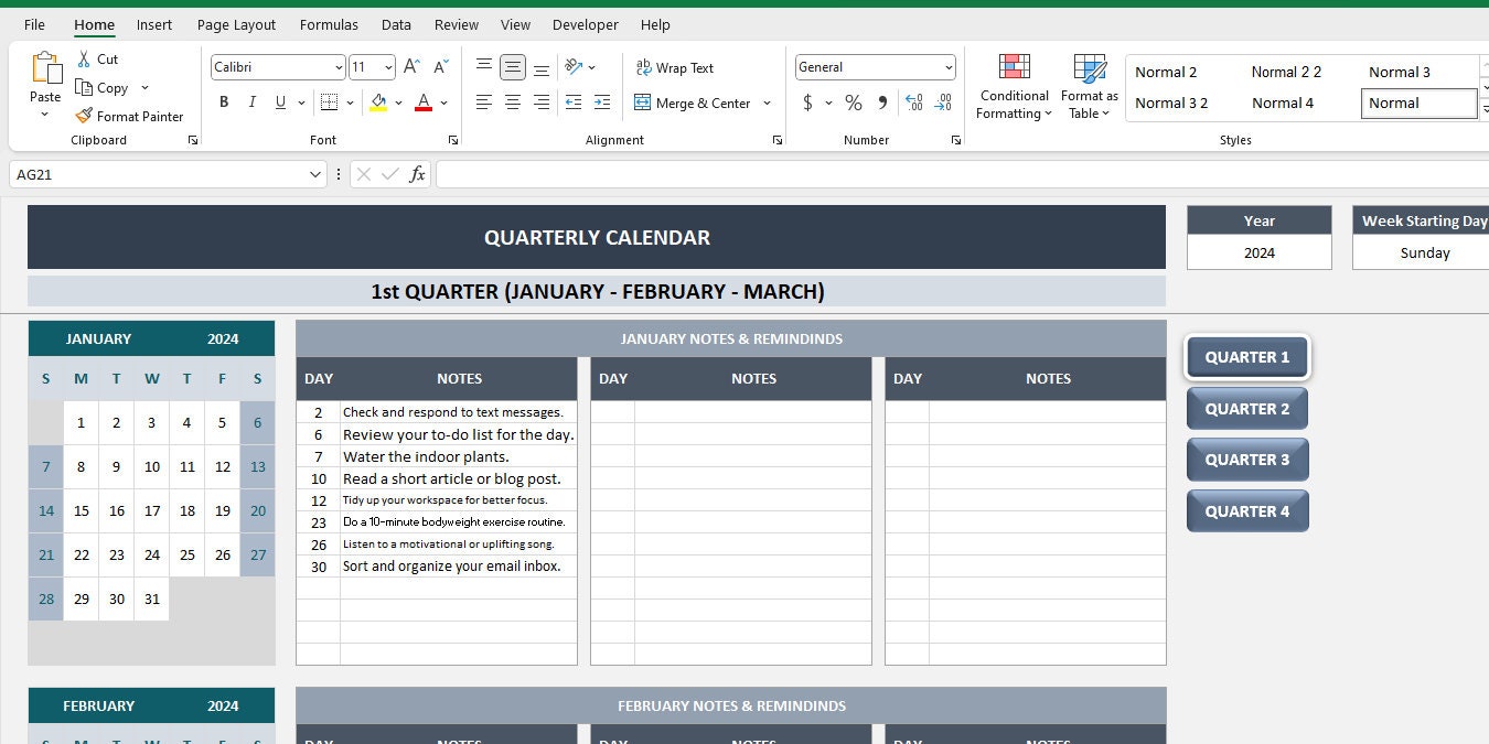 Quarterly Calendar Excel Template Quarterly Planner Quarterly Quarterly Calendar Excel Template Quarterly Planner Quarterly