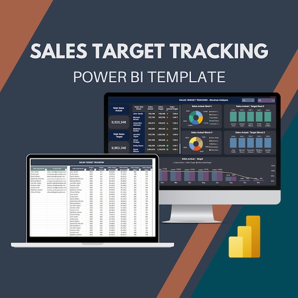 Umsatzzielverfolgung | Power BI Dashboard | Verkäufer Tracking | Sales Target Tracker | Verkäufer Leistung | Verkaufsanalyse