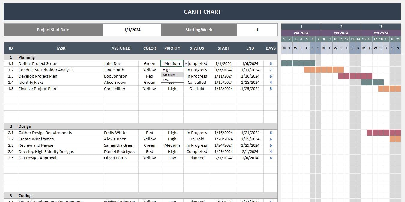 Gantt Chart Excel Template | Project Timeline Tracker | Task & Project ...