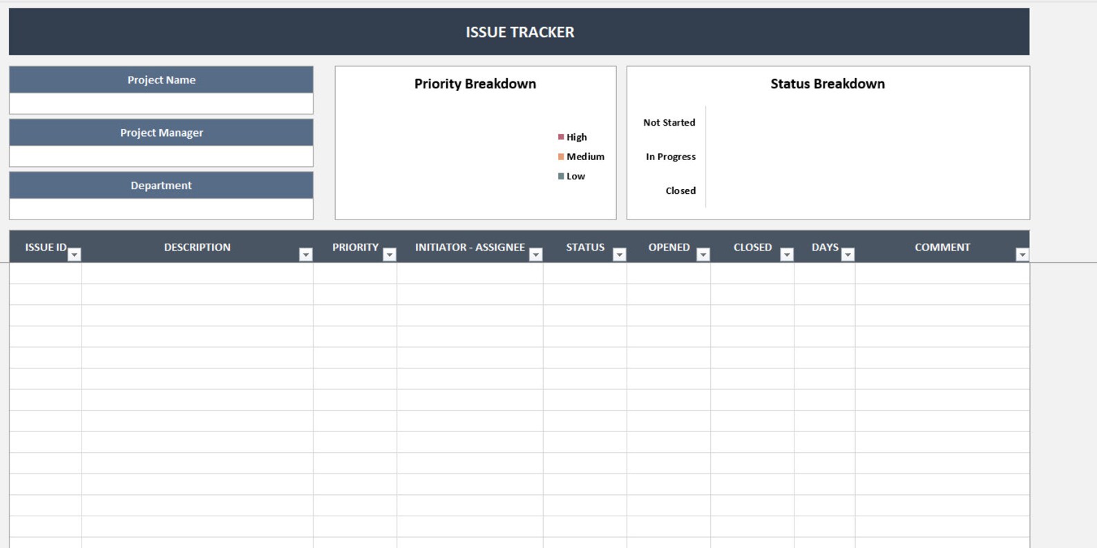 Issue Tracker Excel Template: Project Problem Log (digital Download) - Etsy
