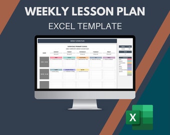 Weekly Lesson Plan Excel Template: Teacher Class Schedule (Digital Download)