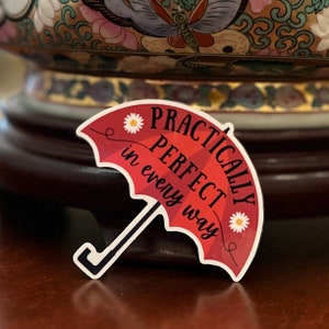 Mary Poppins Practically Perfect In Every Way Sticker Water Bottle, Scrapbook, Laptop, Planner Sticker