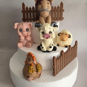 Handmade Chocolate Figure Sweet Animals Farm,  Horse, Pig, Cow, Sheep, Chicken - Cake Topper - Hand Painted