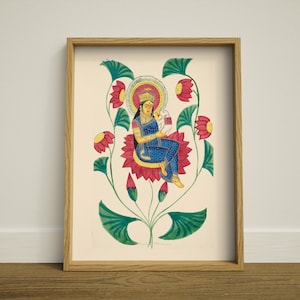 Saraswati Devi Art Print: Hindu Goddess Altar Decor