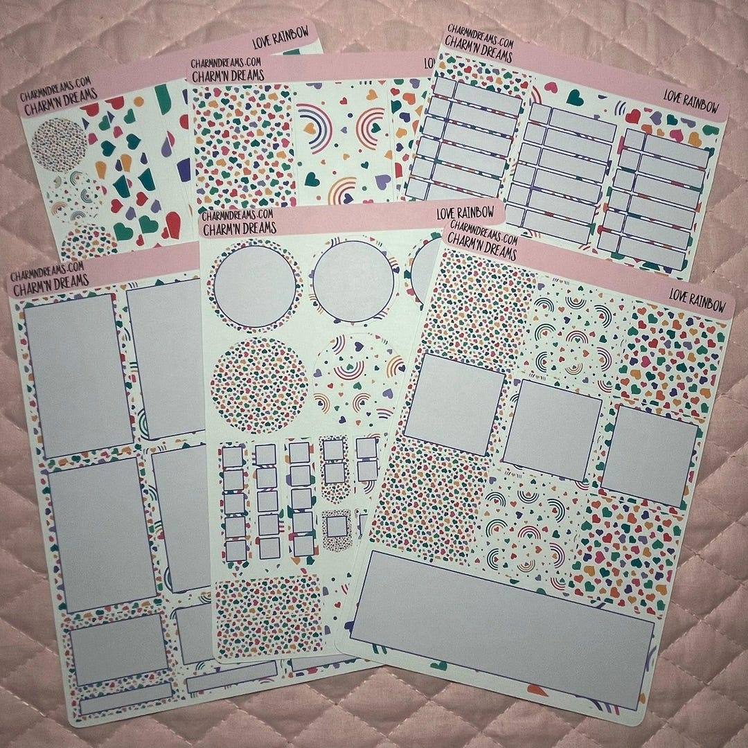 Rainbow Hearts Planner Sticker Kit - Etsy