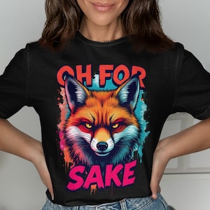 Fox Illustration T Shirt Graphic Tee Funny T Shirt Animal Design Casual Wear Unisex T Shirt Gift For Him Her Birthday Gift