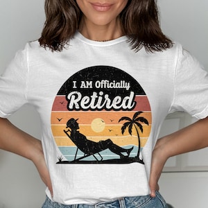Ik ben officieel gepensioneerd T-shirt grappig pensioen cadeau-ideeën Vintage zon grafische T-shirt voor gepensioneerde mannen vrouwen