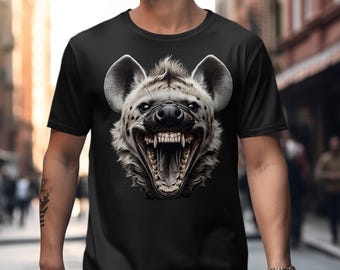 Fierce Hyena T Shirt Wild Animal Graphic Tee Unique Animal Lover Gift Funny Wildlife Shirt Mens Womens Tee Hyena Graphic Apparel Cool T