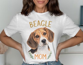 Beagle mom t-shirt women, dog lover beagle mom tee, dog mom gift, beagle owner shirt, cute beagle print top, women&#39;s beagle shirt