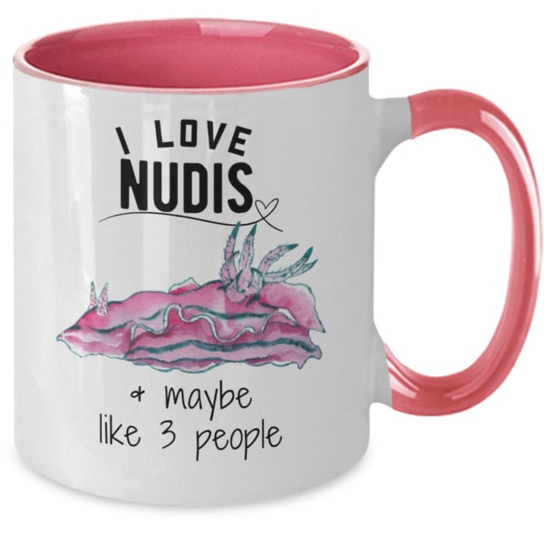 Nudibranch coffee mug gift for scuba divers and ocean lovers. I love nudis gift. Nudi cup for marine biologists.