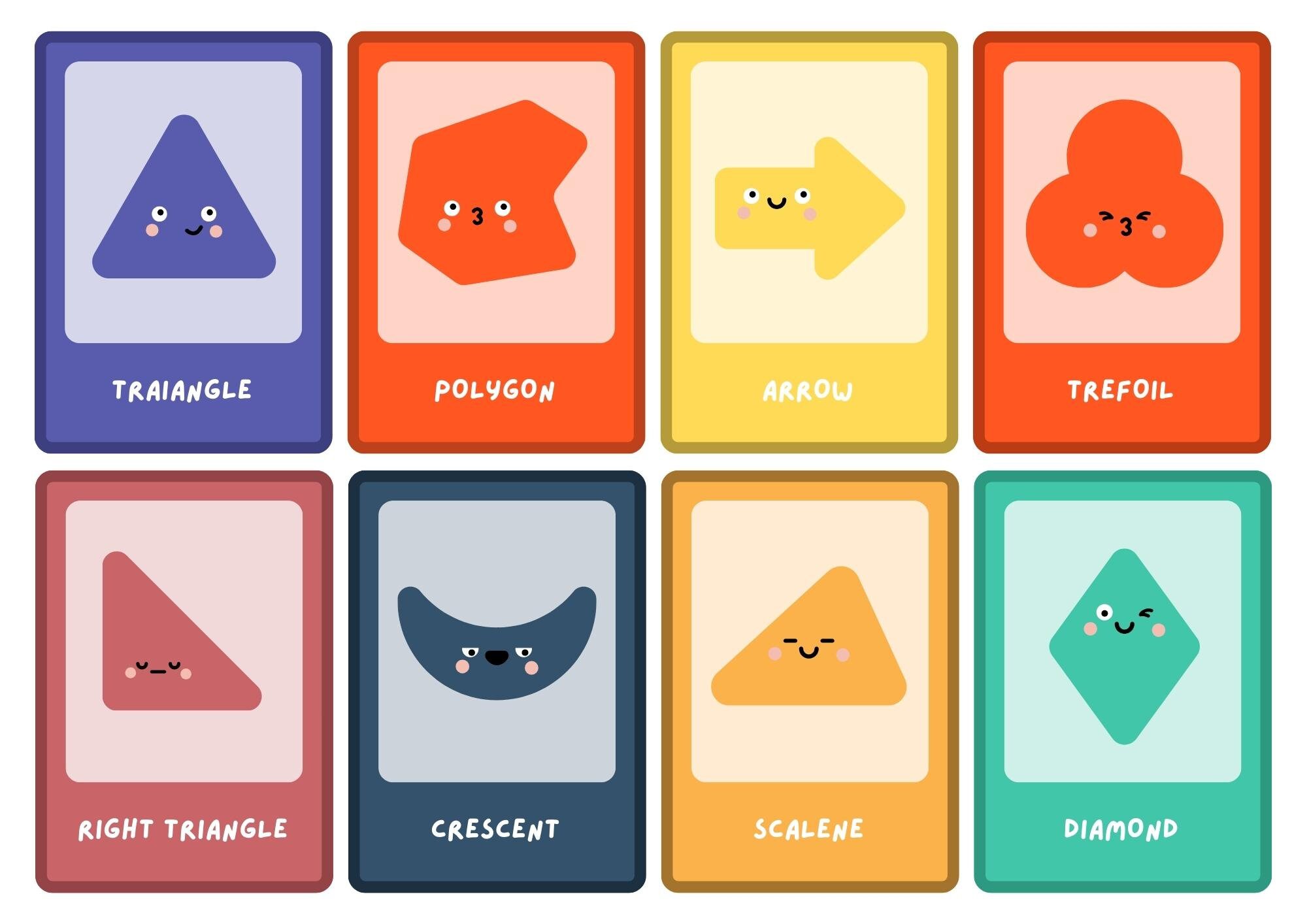 32 Shapes Flashcards Nomenclature, Flashcards PDF Printable Cards ...