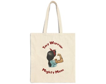 Mighty Mom Cotton Canvas Tote Bag - Eco-Friendly Shopper, Gift for Moms, Reusable Bag, Stylish Grocery Tote, Women's Empowerment