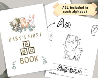 ABC Coloring Book: Baby Shower Game, ASL Alphabet (Digital Download)