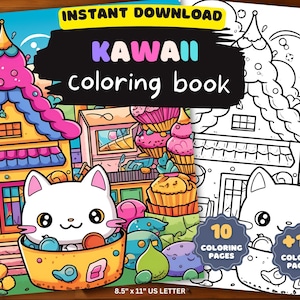 Kawaii Coloring Book For Kids Coloring Book For Adults Kawaii Book Cute Coloring Book Doodle Printable Digital Download Kawaiiness