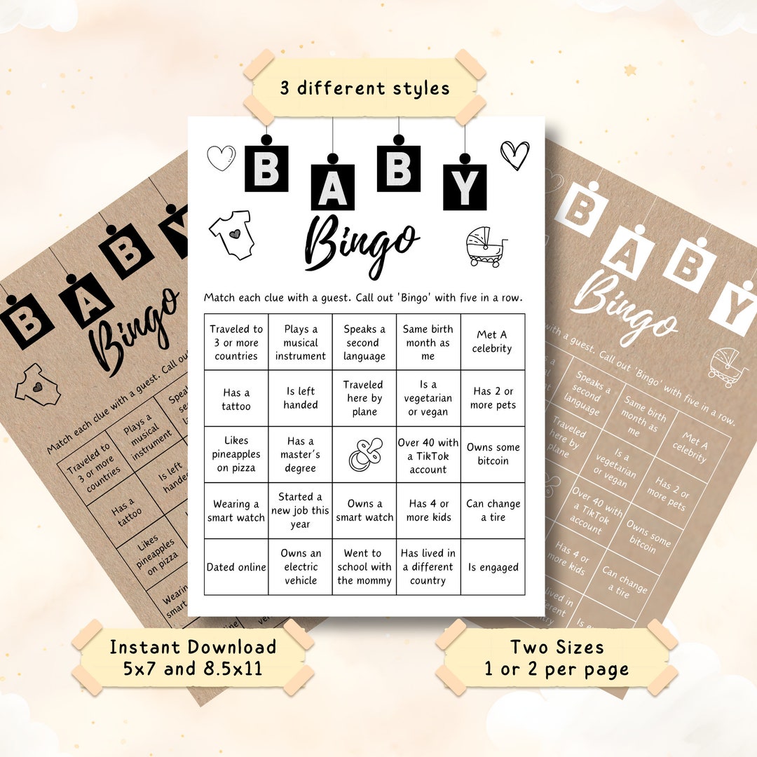 Find the Guest Baby Bingo Game: Unique Baby Shower Cards (digital Download)  - Etsy