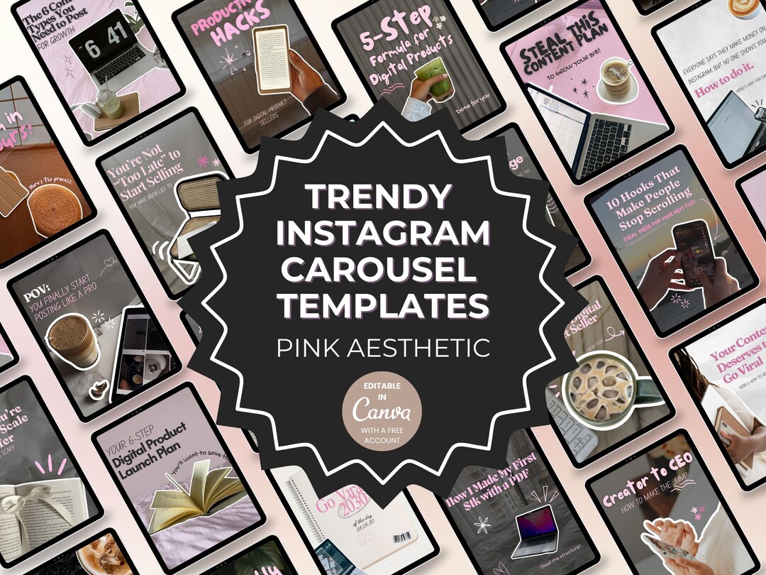 Pink Instagram Carousel Template Canva Editable Social Media Kit ...