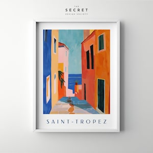 Saint Tropez digital print, French Riviera Vintage, French Provence travel Poster, Print digital download, french town, france theme