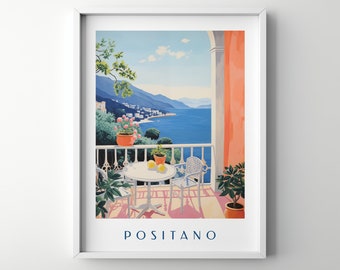 Positano digital print, dolce vita, Travel Print, Positano Italy, Positano Wall Art, Amalfi Coast, dolce far niente, Italian food,